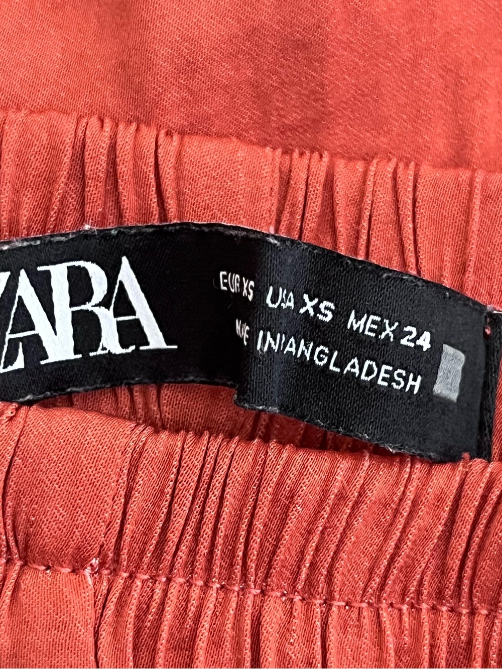 Zara Sz XS Rust Boho Pleated Satin Wide-Leg Pants - Picture 8 of 16